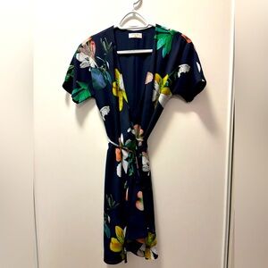 Aritzia Babaton navy/floral wrap dress